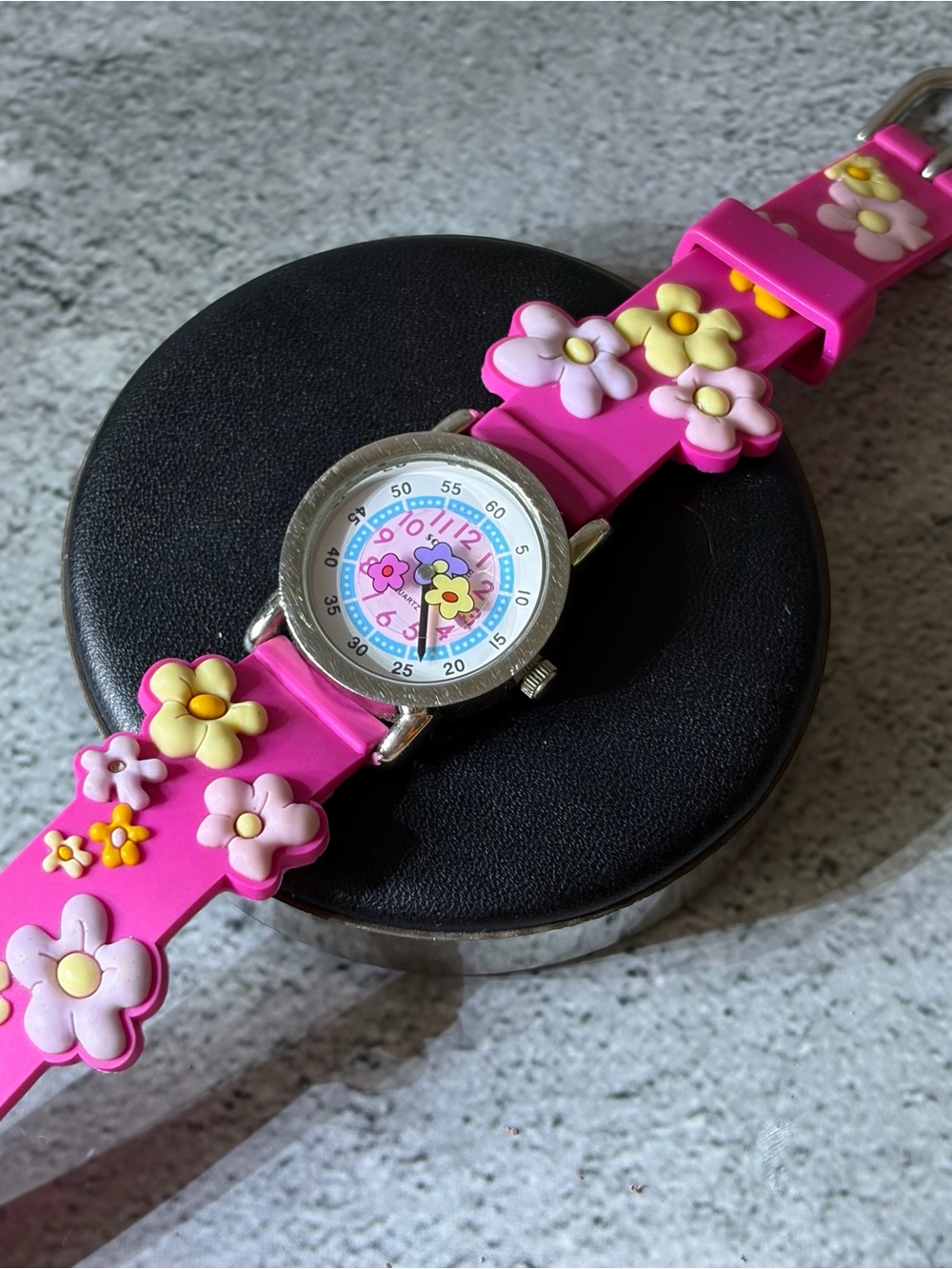 Solo Time Pink Floral Silicone Kids Watch with Colorful Flowers - Picture 6 of 6